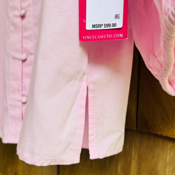 Vince Camuto Plus Size Cotton Embroidered Puff Sleeve Top, Pink Horizon 1X - Picture 7 of 11